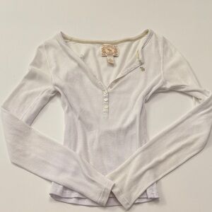 Vintage Abercrombie White Long Sleeve Henley